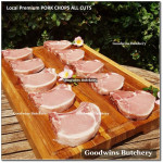 Pork CHOP SKIN OFF CLUB STEAK (less/no tenderloin) 3/4" 2cm frozen Local Premium (price/pack 500g 2pcs)